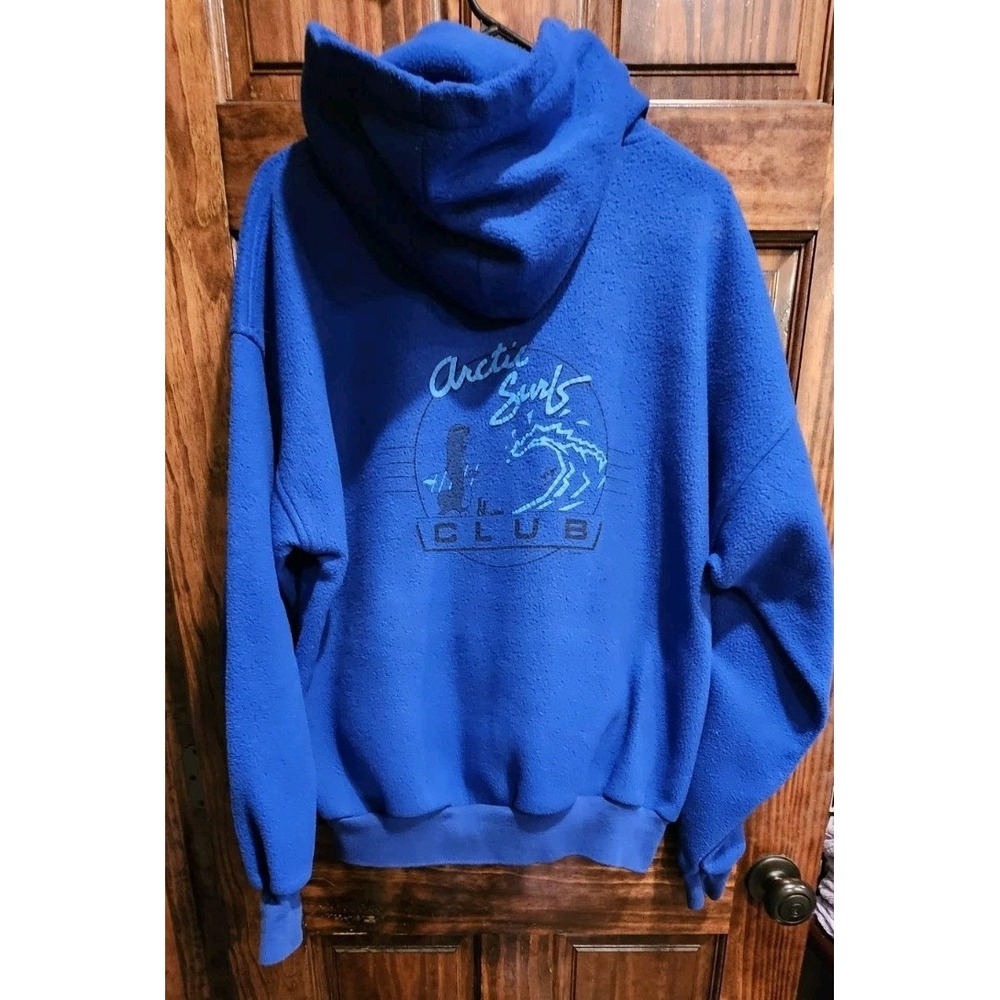 Vintage 80s Ocean Pacific Arctic Surf Club Blue Oversized Fleece Hoodie XL